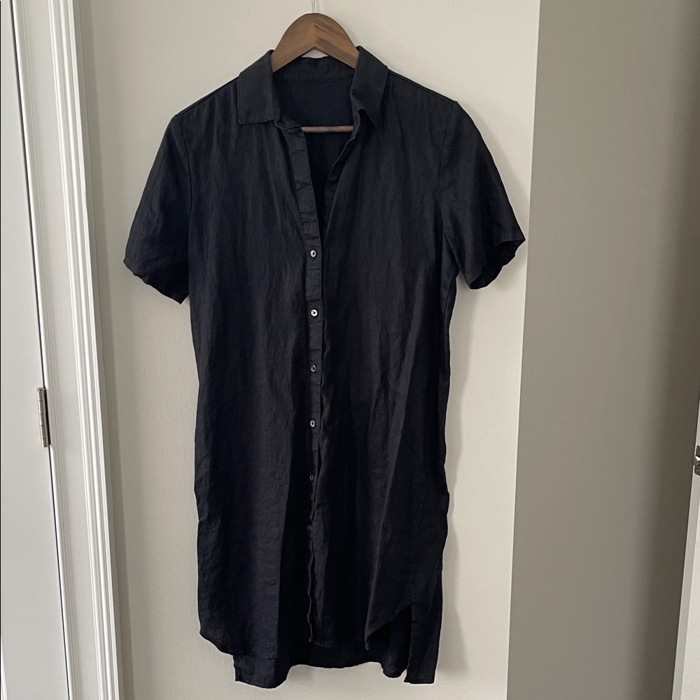 James Perse Charcoal Button-Down Mini Dress